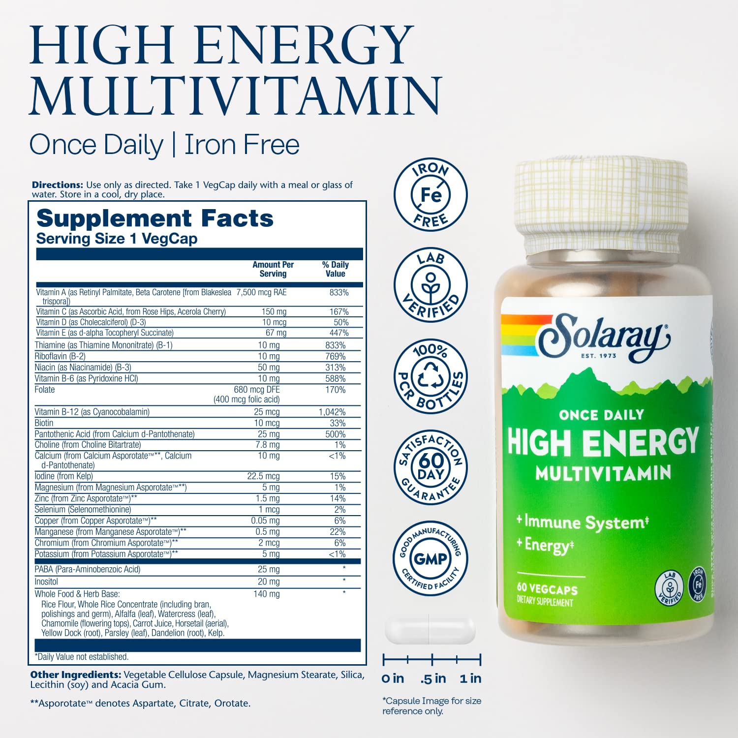 SOLARAY Multivitamin Capsule label close-up