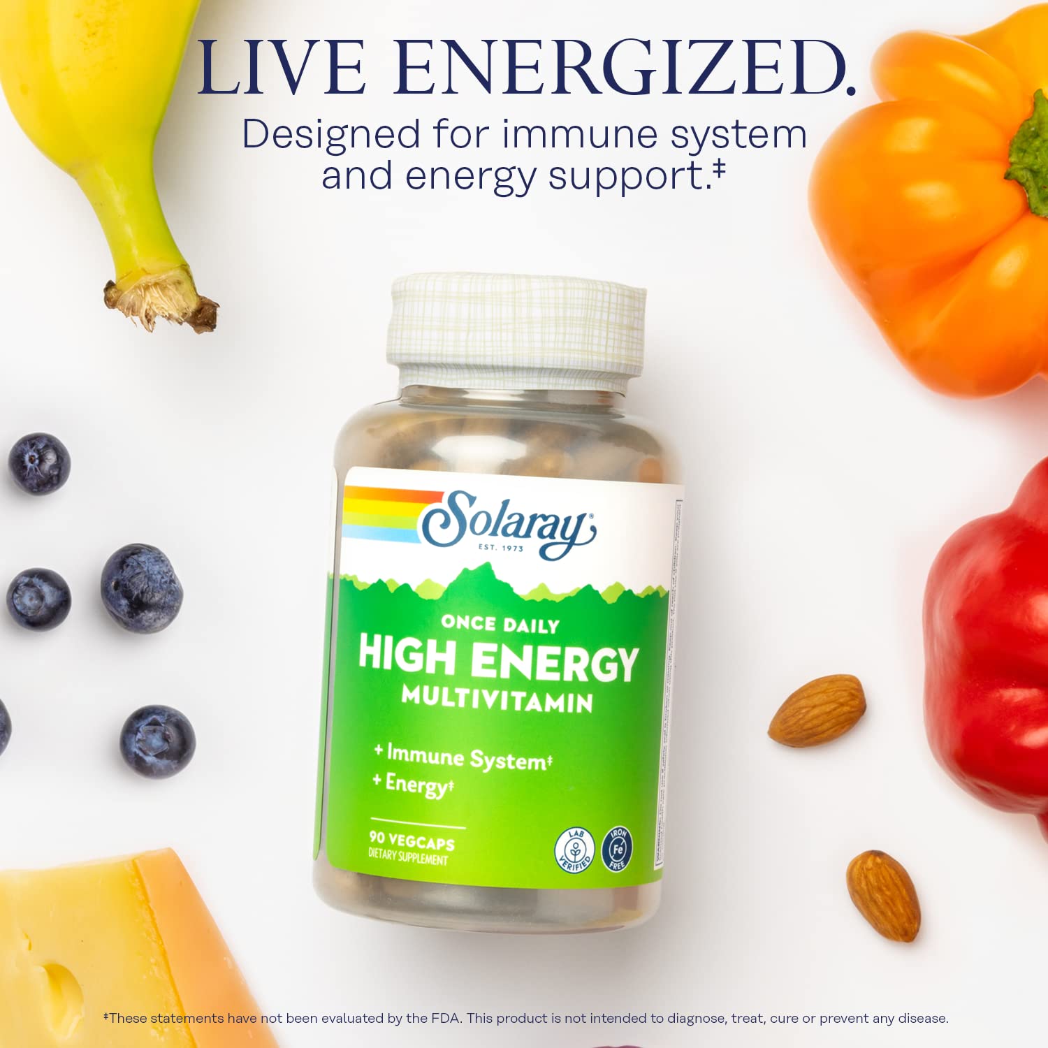 SOLARAY Multivitamin Capsules back view with ingredient details