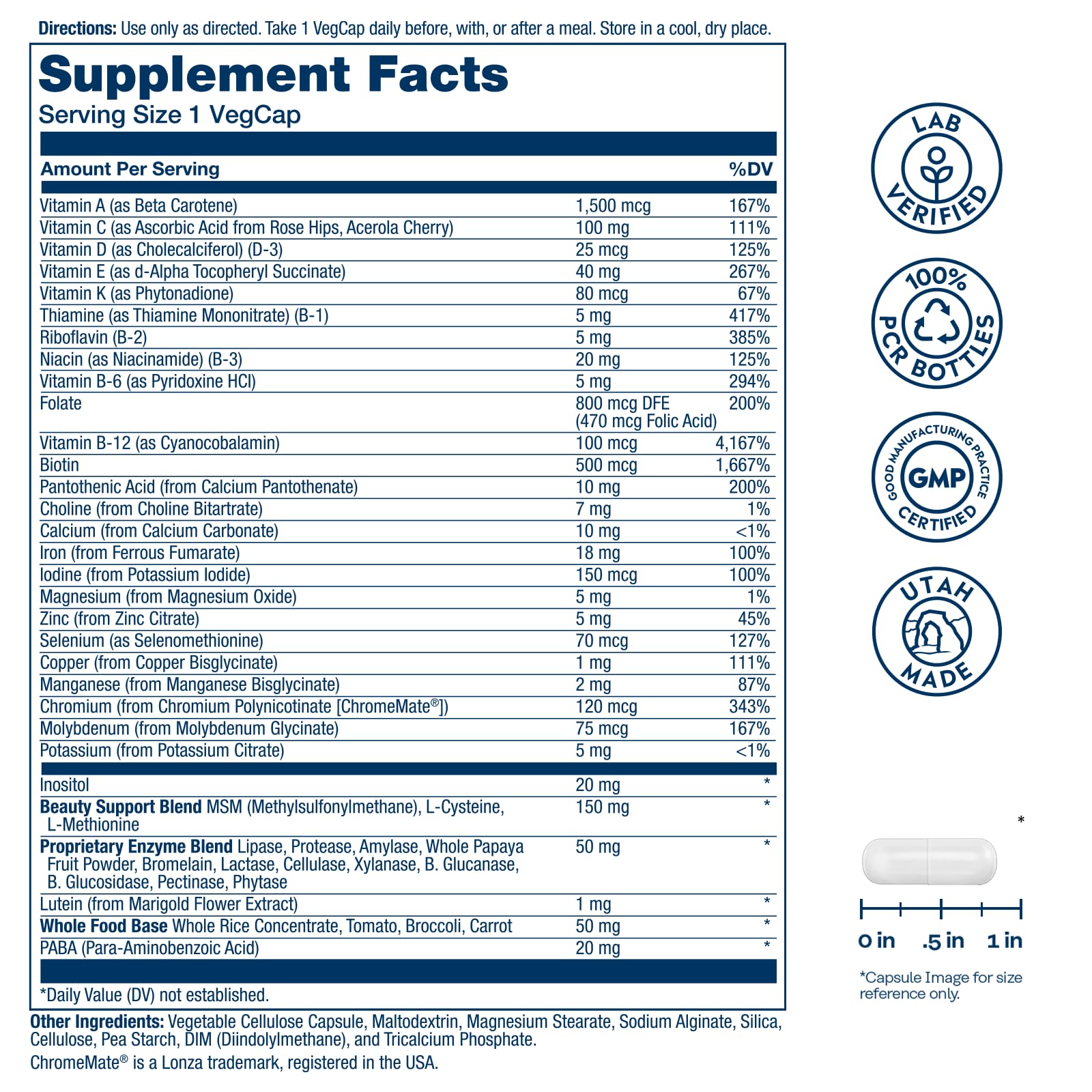 SOLARAY Multivitamin for Women side view with label