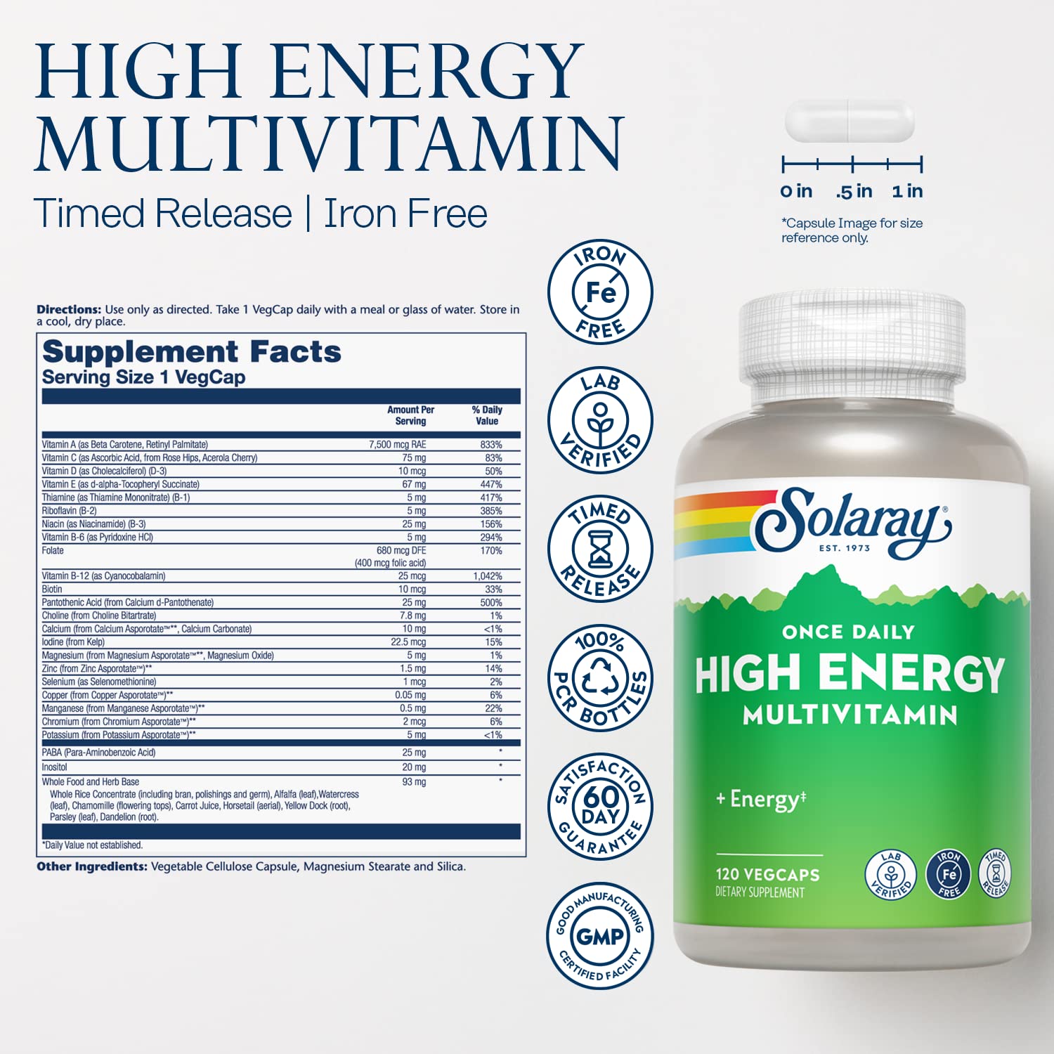 SOLARAY Multivitamin Supplement 150g side view