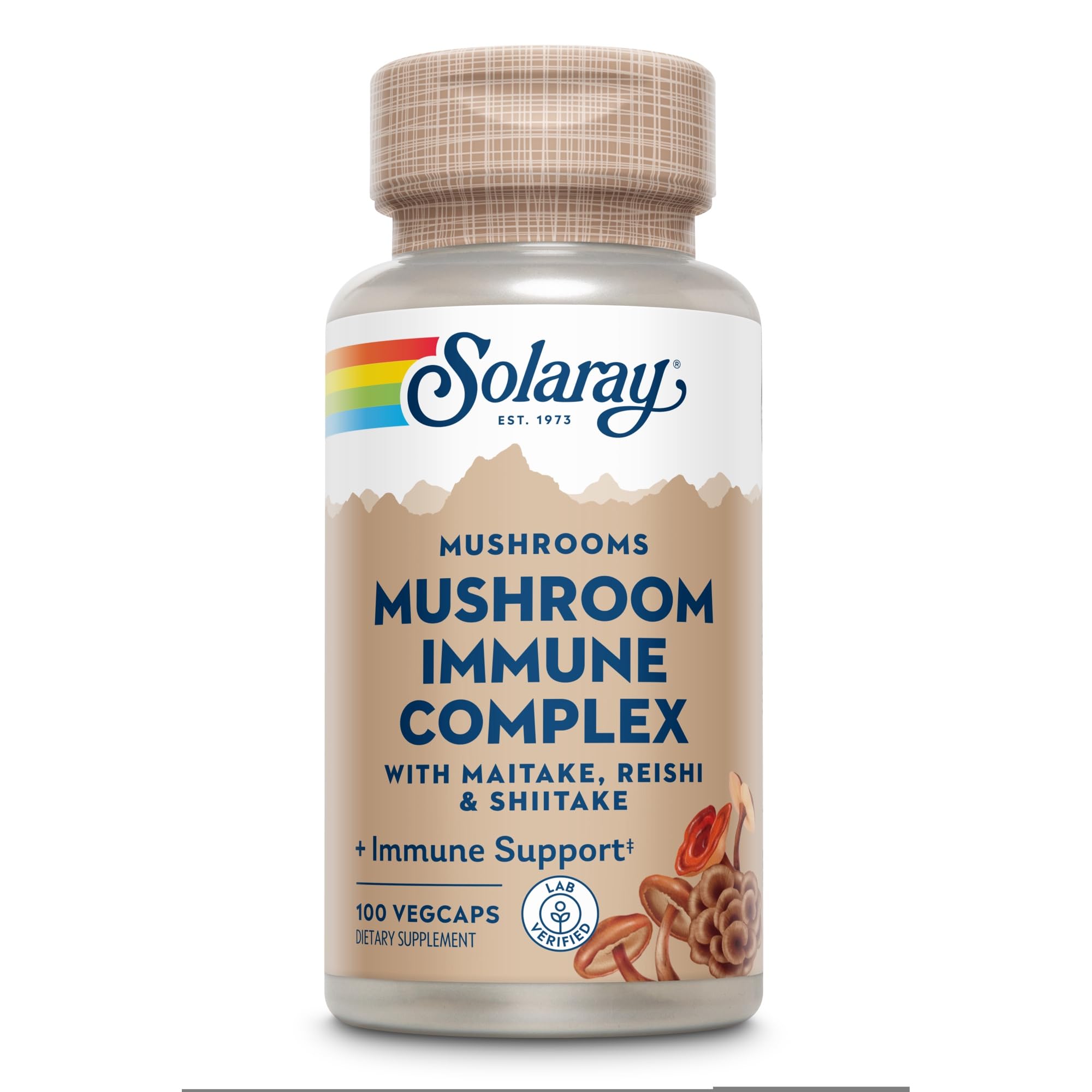 SOLARAY Mushroom Complex Capsules with a glass of water