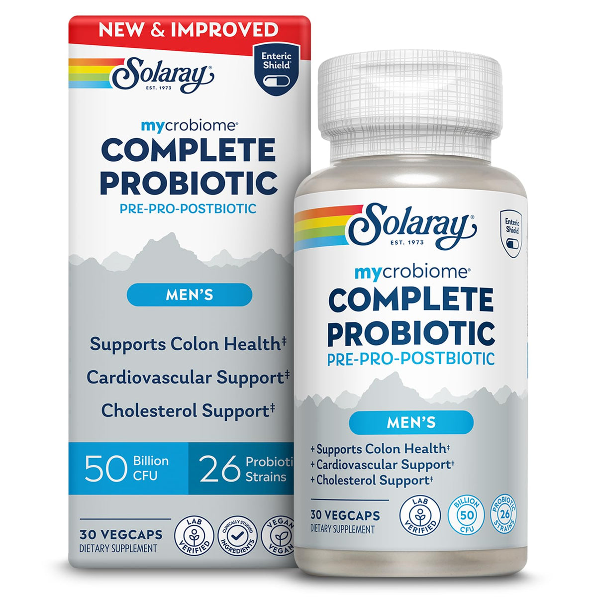SOLARAY Mycrobiome Complete Probiotic for Men front view