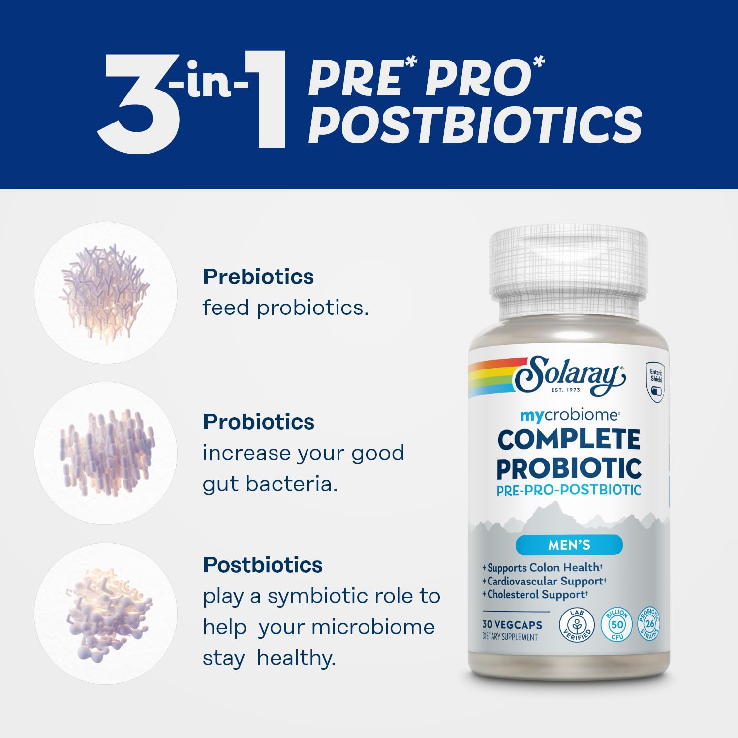 SOLARAY Mycrobiome Complete Probiotic VegCaps close-up