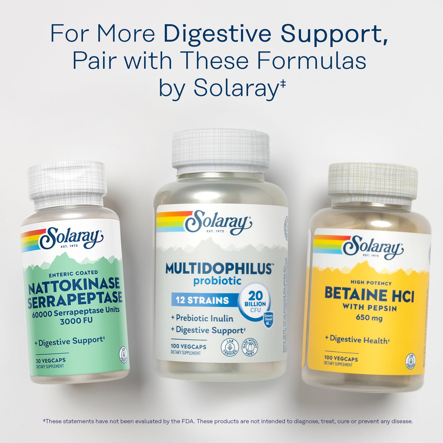 SOLARAY Nattokinase Serrapeptase product with eco-friendly packaging