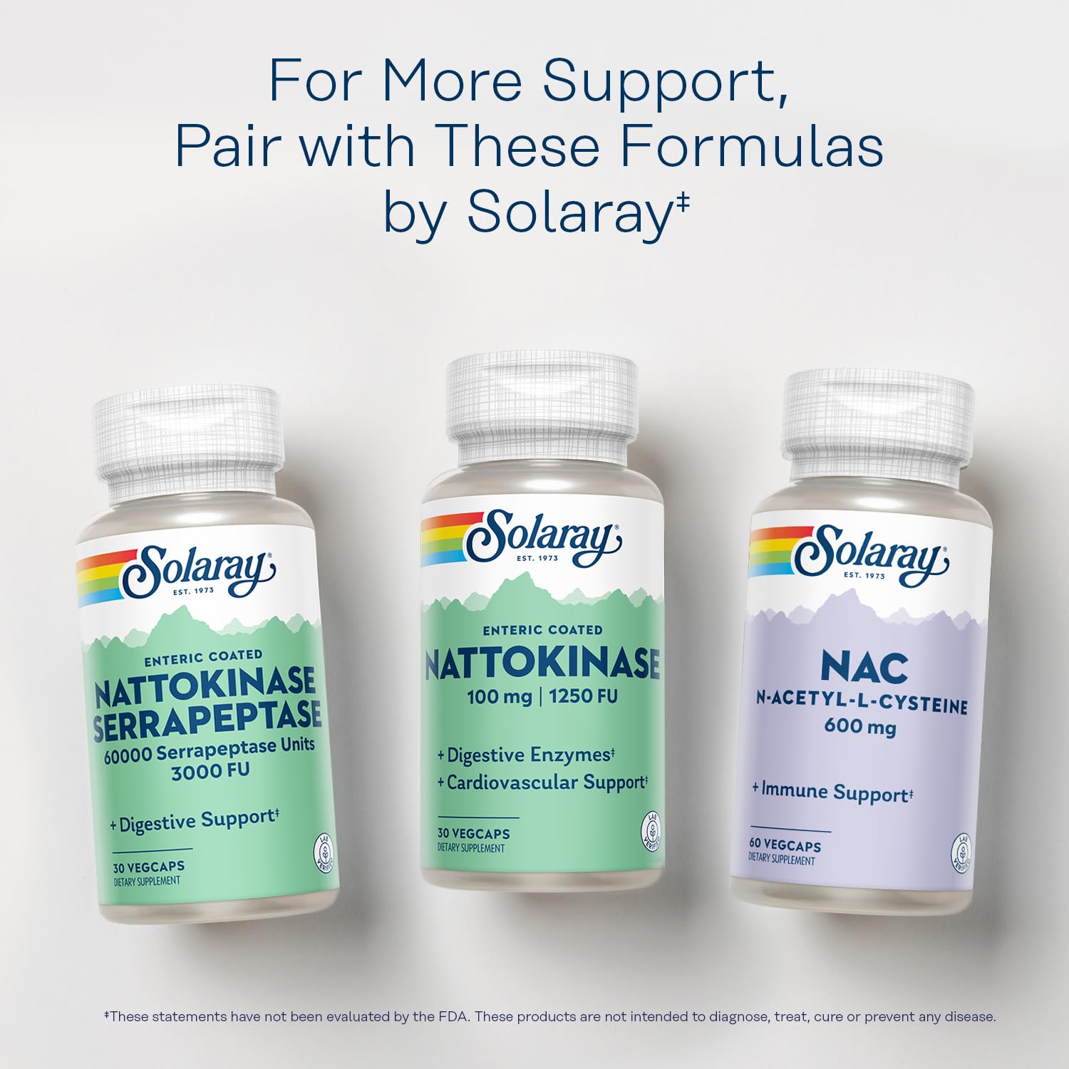 SOLARAY Nattokinase Supplement on a wooden table