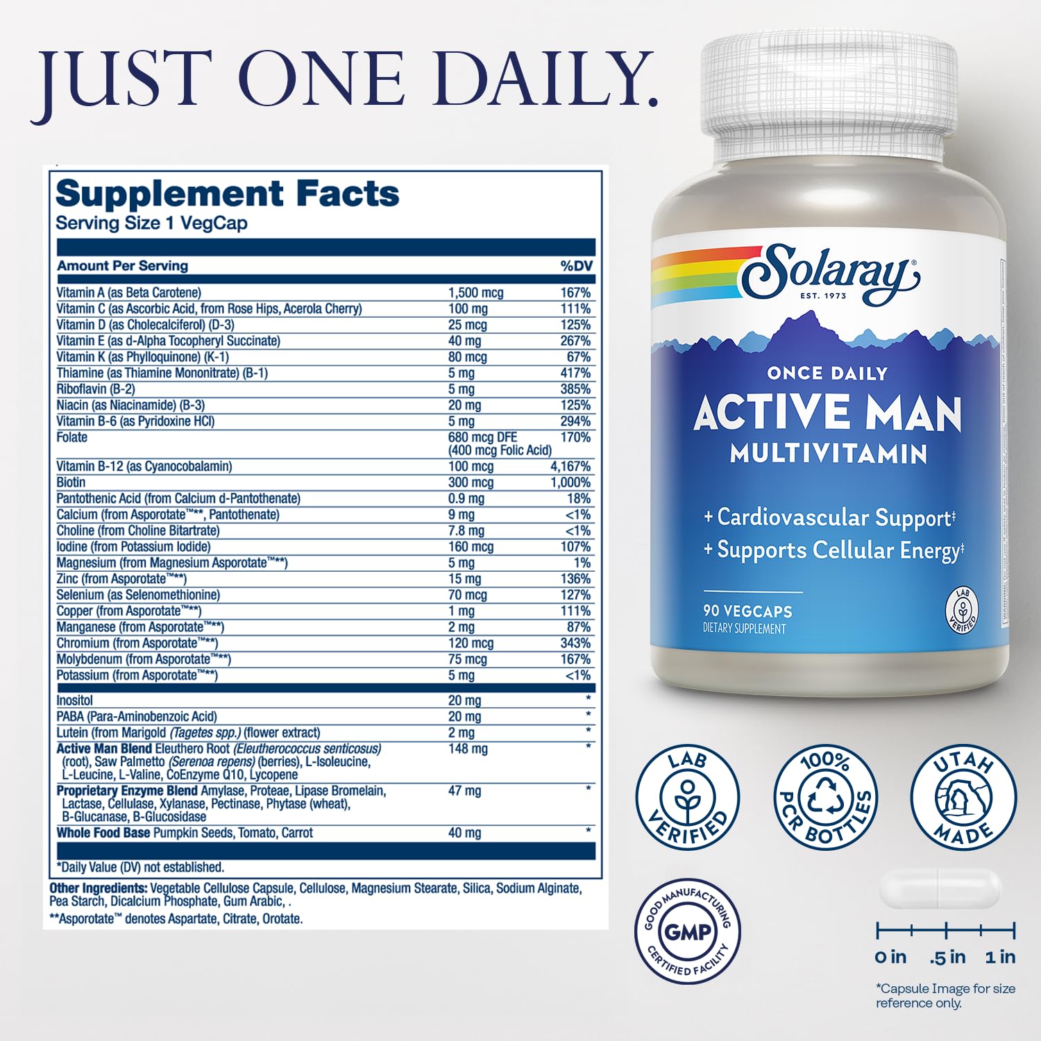 SOLARAY Once Daily Active Man Multivitamins side view