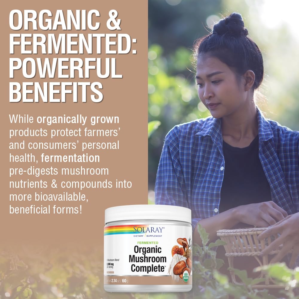 SOLARAY Organic Fermented Mushroom Complex capsule close-up