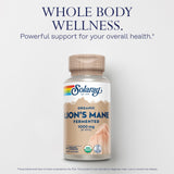 SOLARAY Organic Lion's Mane Mushroom Capsules 1000mg bottle with label