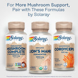 SOLARAY Organic Lion's Mane Mushroom Capsules 1000mg on a wooden table