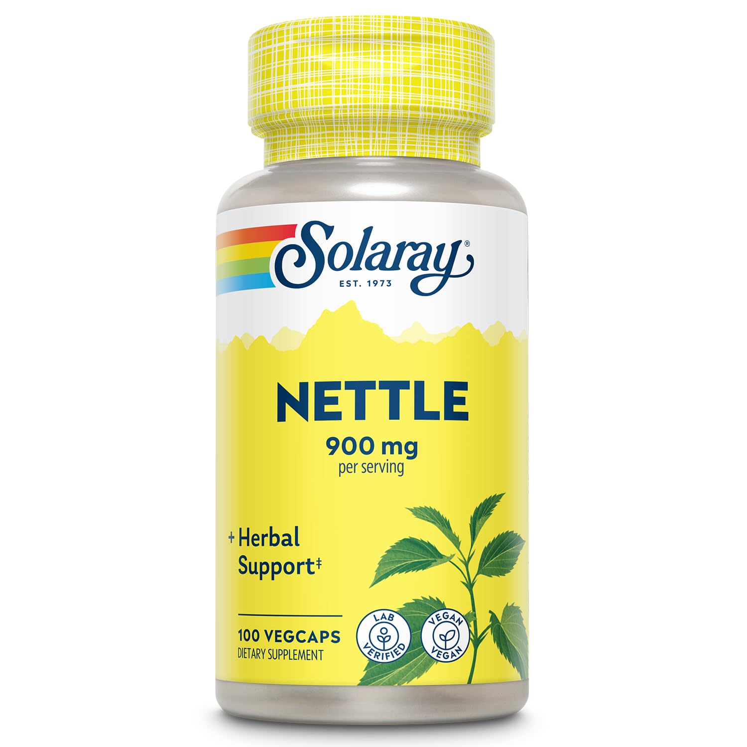 SOLARAY Organic Nettle Capsules front view with packaging