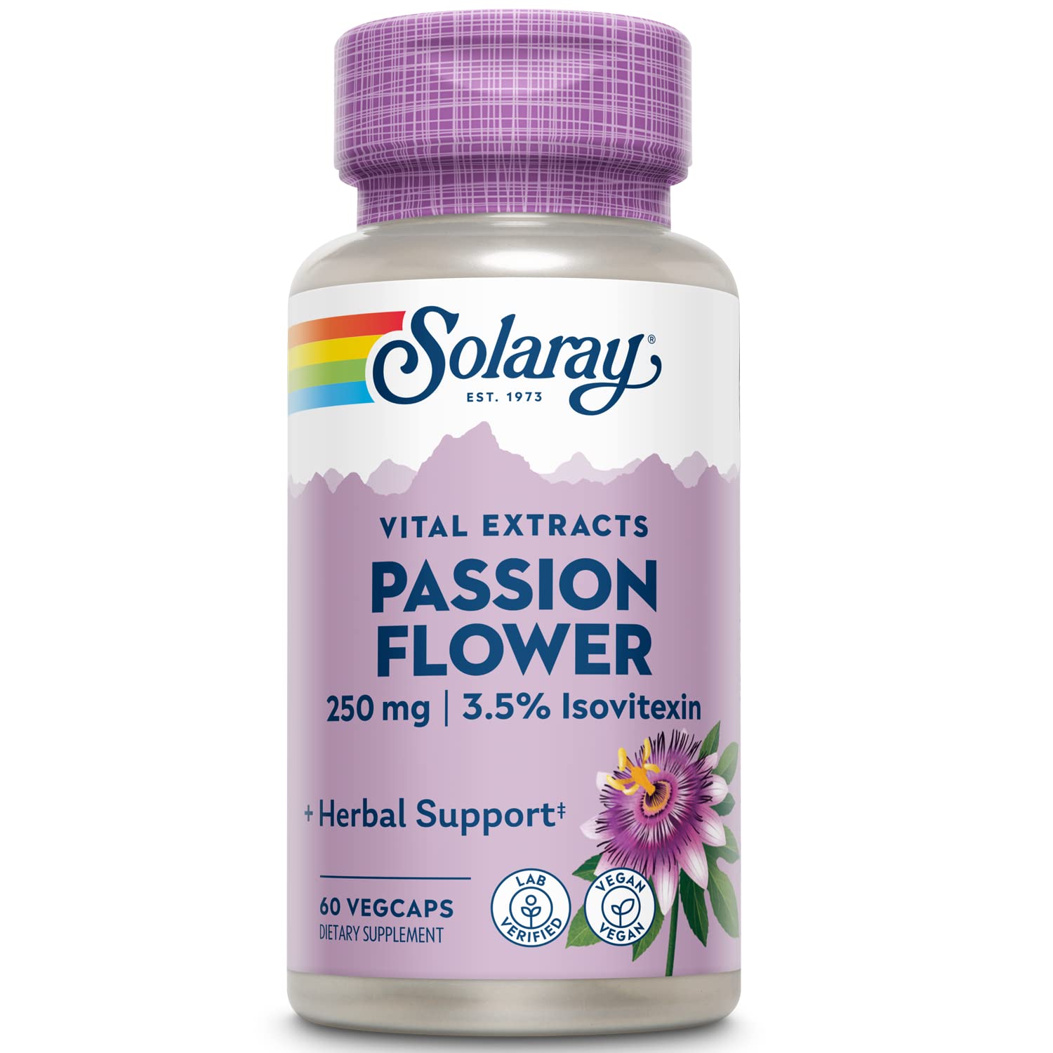 SOLARAY Passion Flower Extract 250mg capsules front view