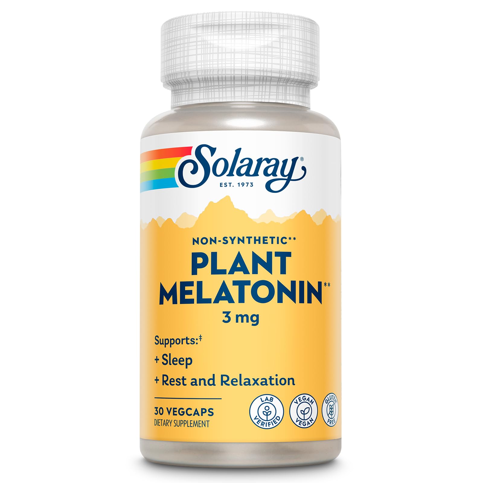 SOLARAY Plant Melatonin 3mg supplement bottle front view