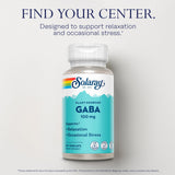 SOLARAY Plant-Sourced GABA Supplements 100mg VegCaps back label