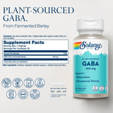 SOLARAY Plant-Sourced GABA Supplements 100mg VegCaps bottle side view