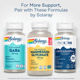 SOLARAY Plant-Sourced GABA Supplements 100mg VegCaps with ingredients list