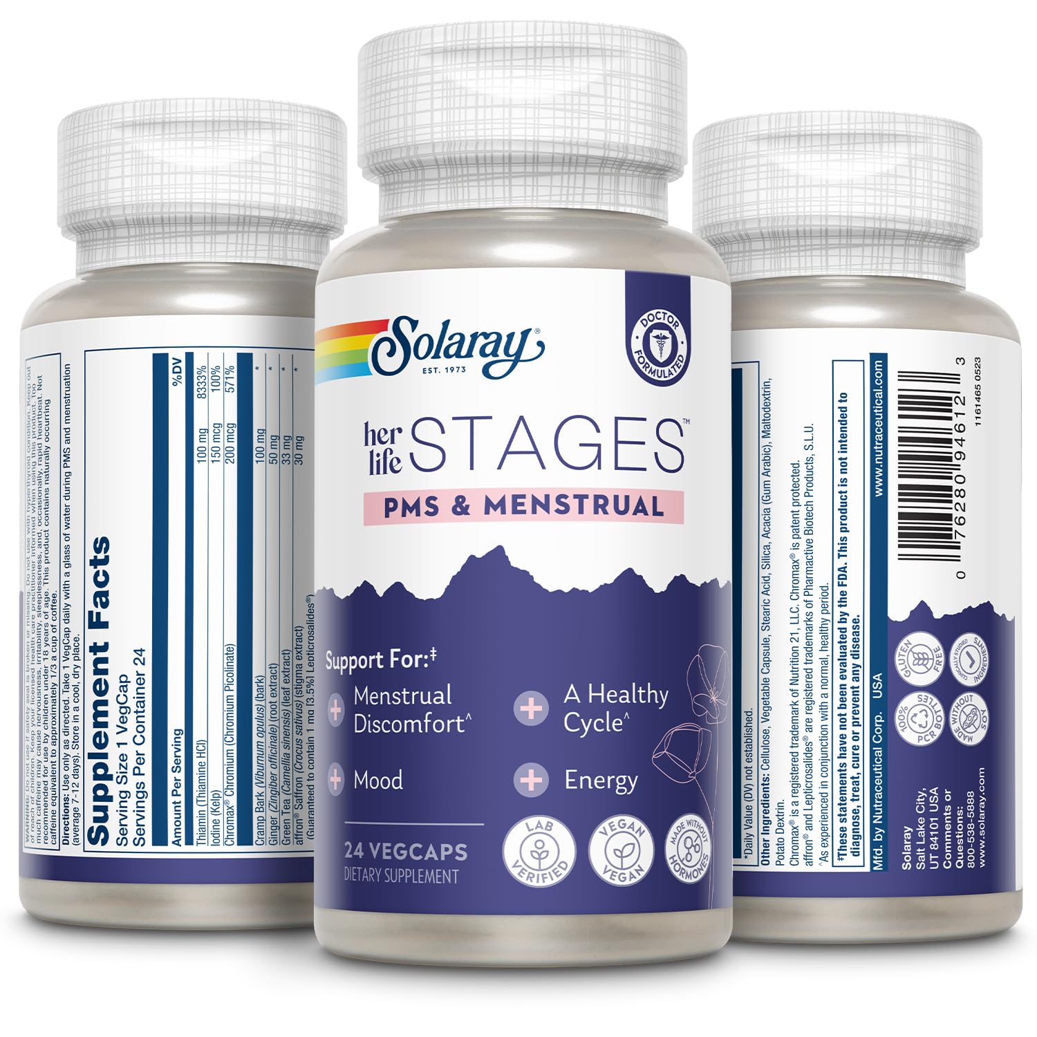 SOLARAY PMS & Menstrual Support Capsules packaging details
