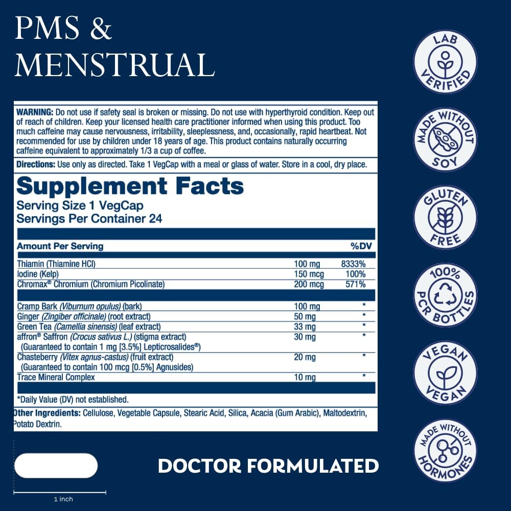 SOLARAY PMS & Menstrual Support Capsules side view