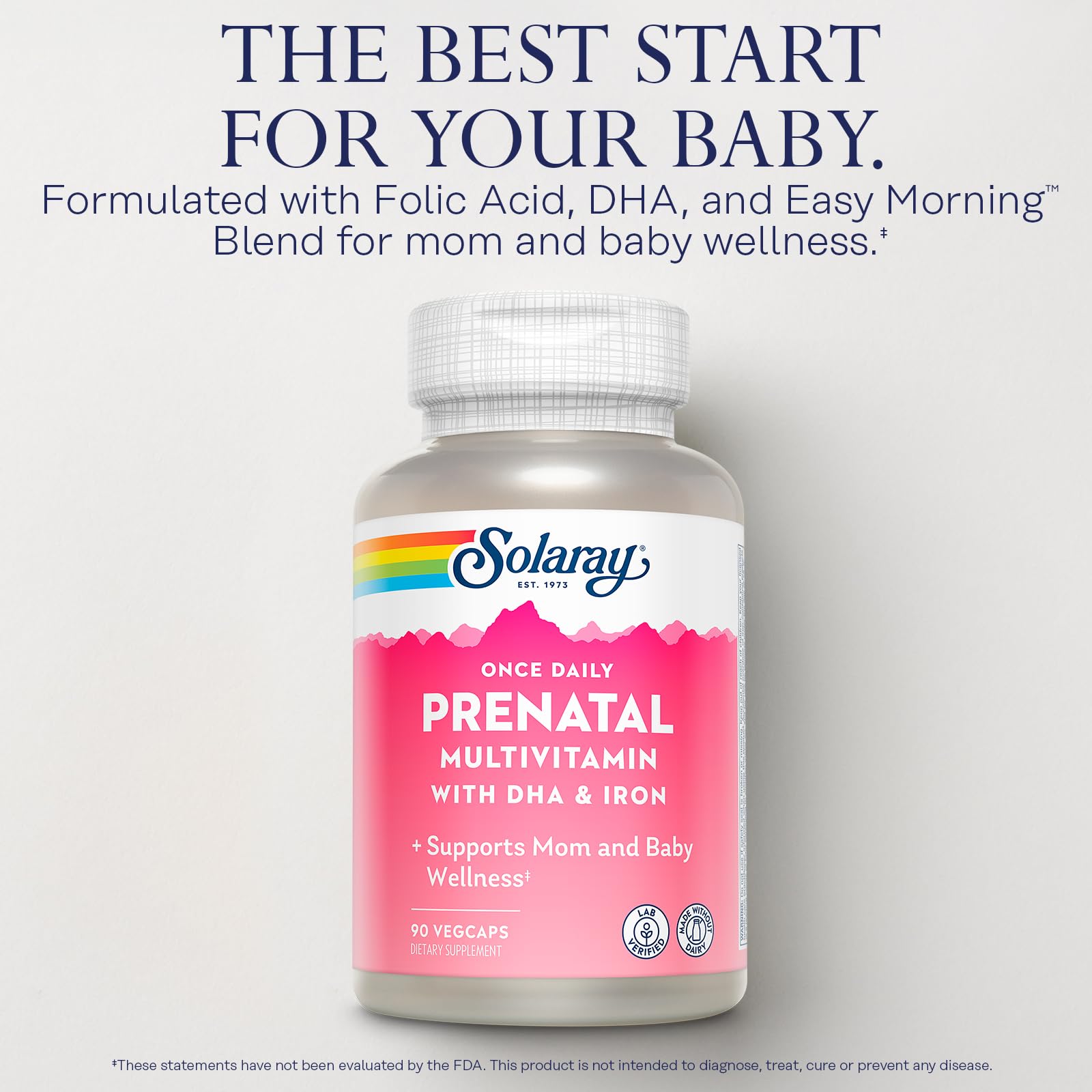 SOLARAY Prenatal Multivitamin back view with ingredient list