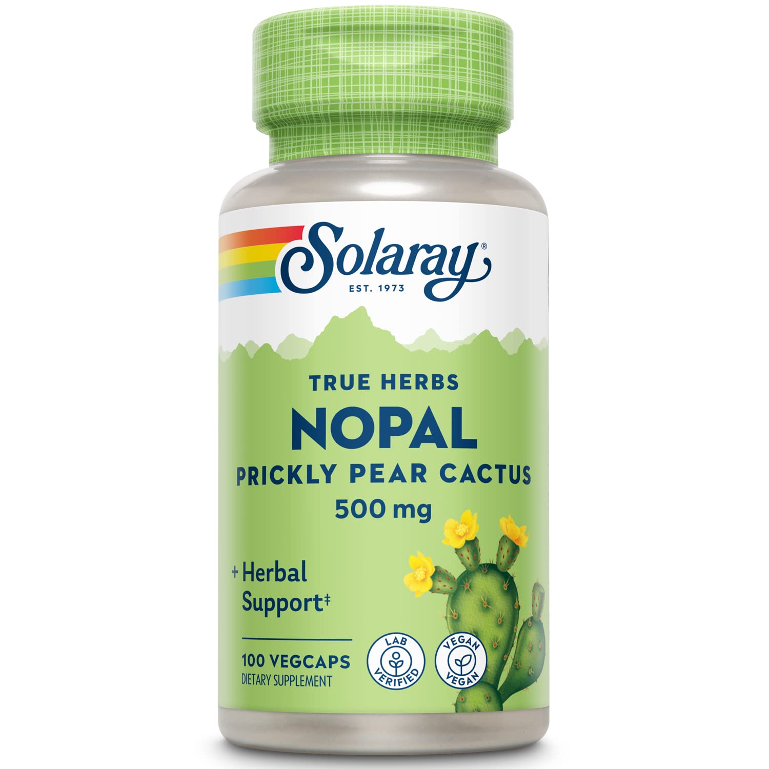 SOLARAY Prickly Pear Cactus Supplement 500mg front view