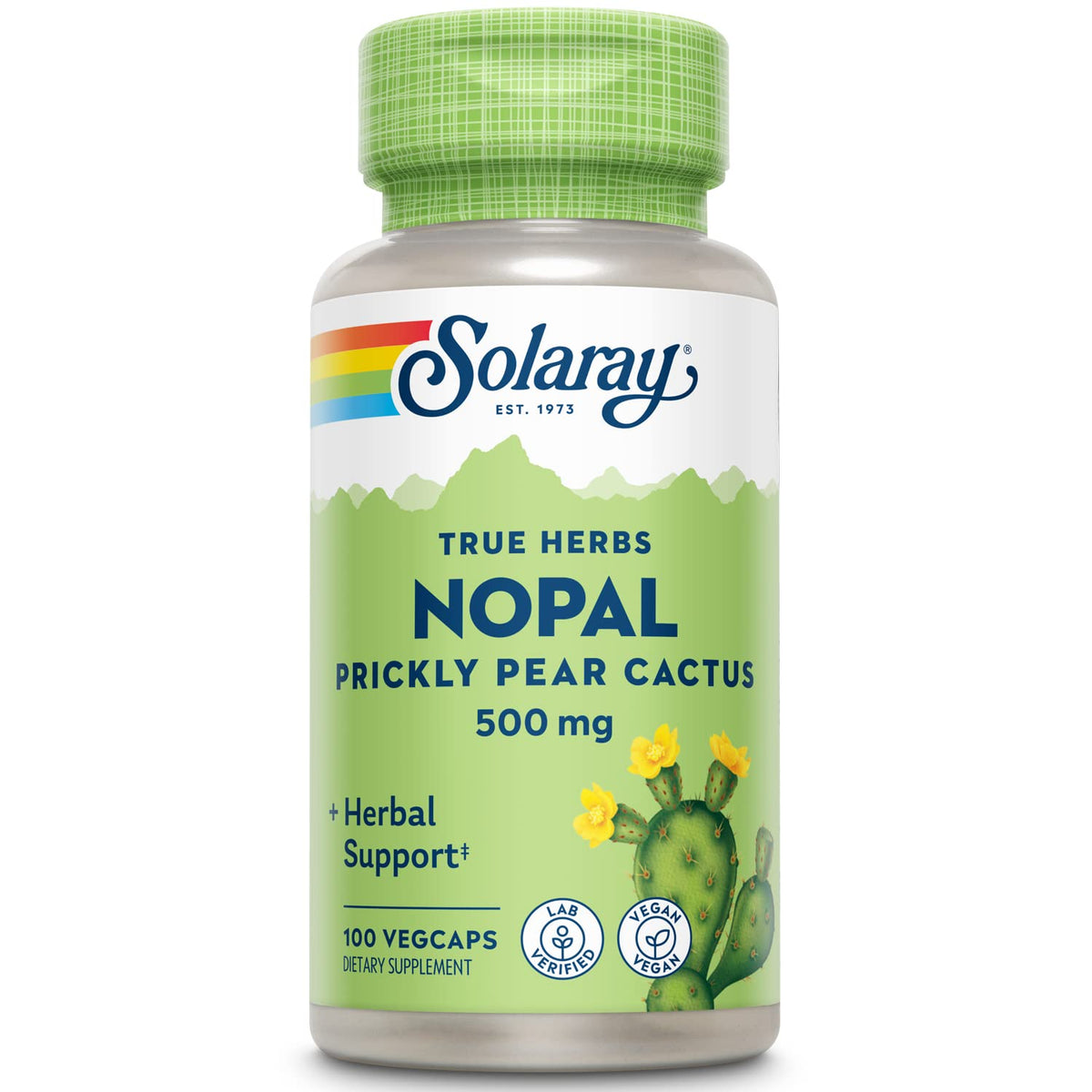 SOLARAY Prickly Pear Cactus Supplement 500mg front view