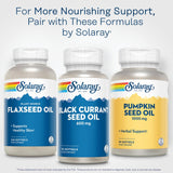 SOLARAY Pumpkin Seed Oil Softgels displayed on a wooden surface