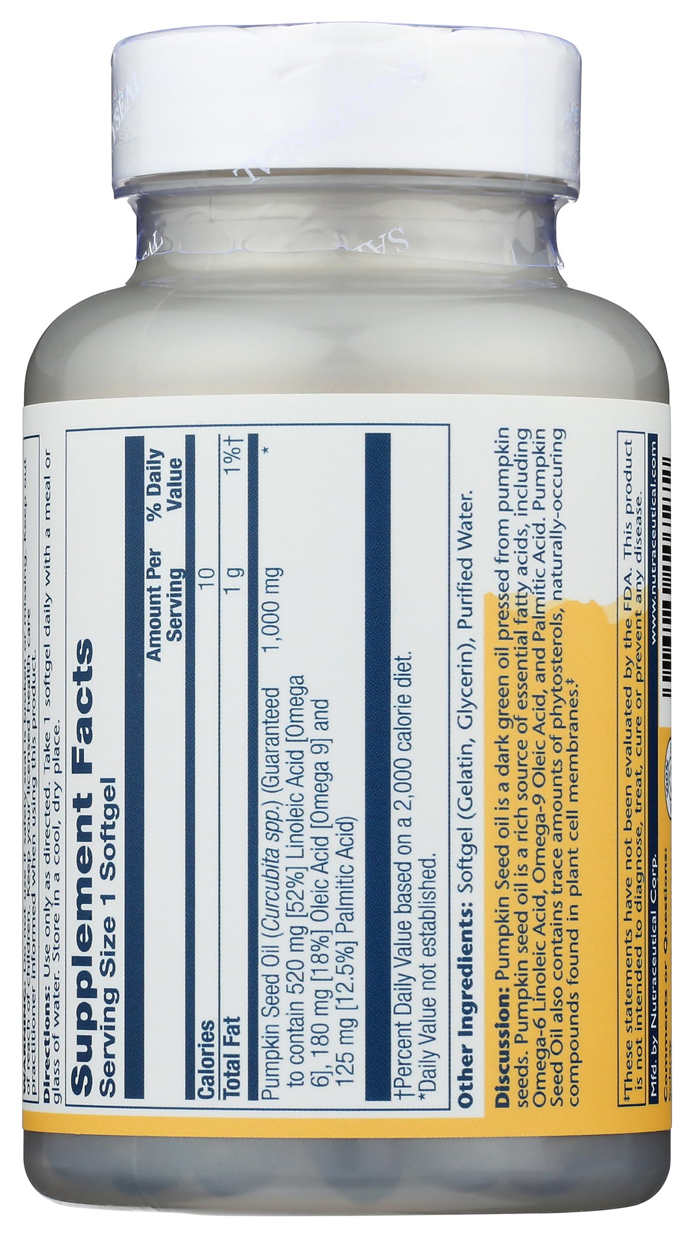 SOLARAY Pumpkin Seed Oil Softgels softgel close-up