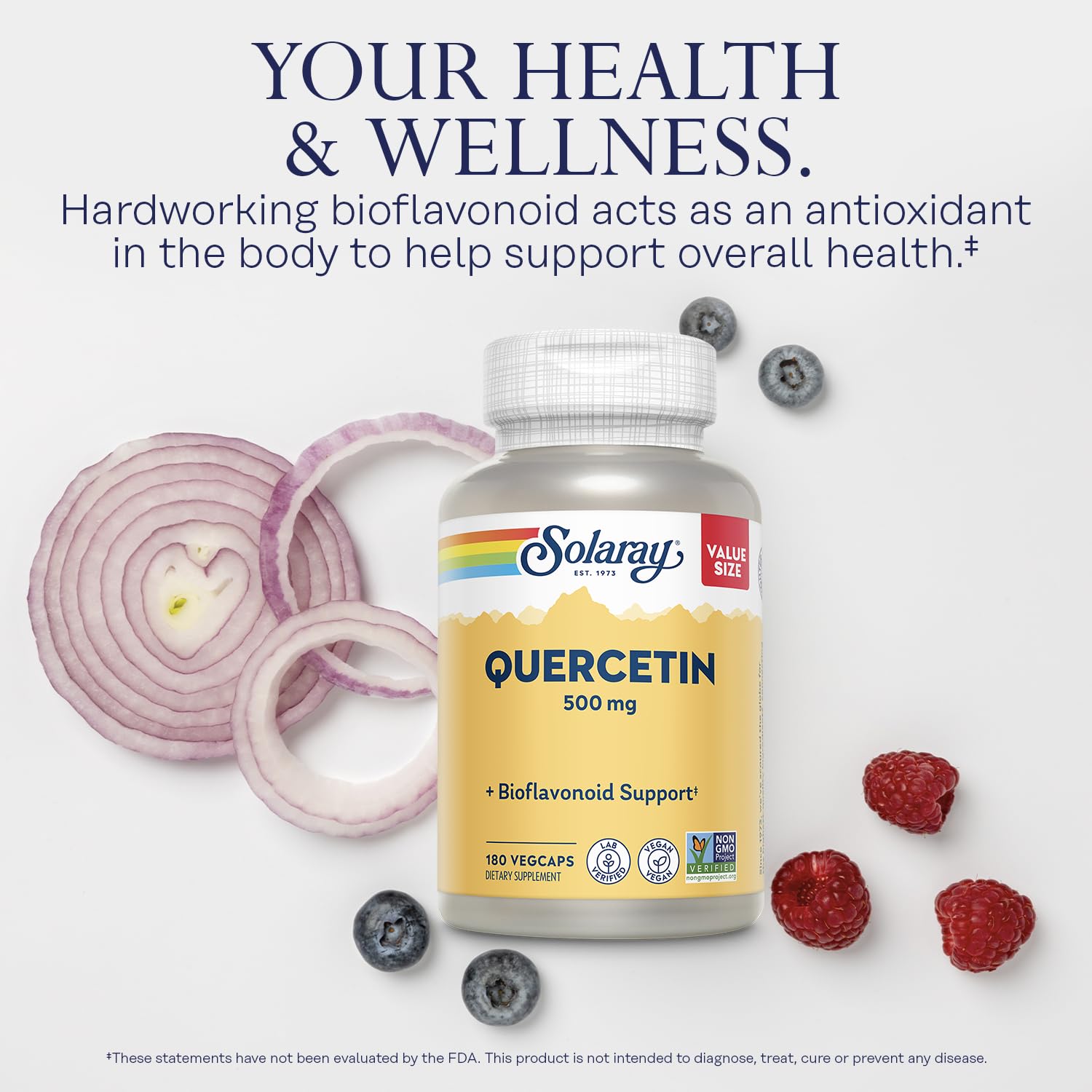 SOLARAY Quercetin 500mg capsules bottle with label