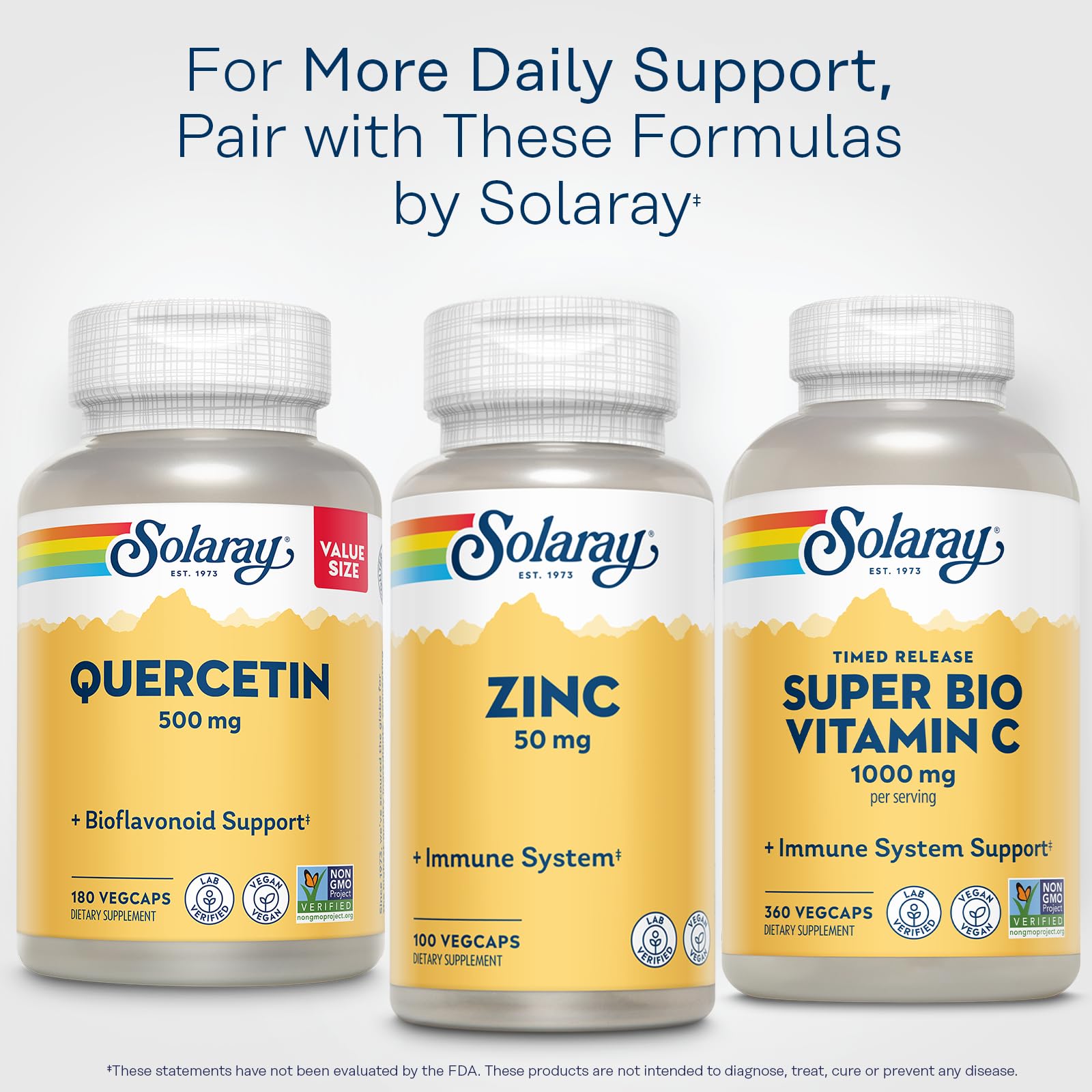 SOLARAY Quercetin 500mg capsules in eco-friendly packaging