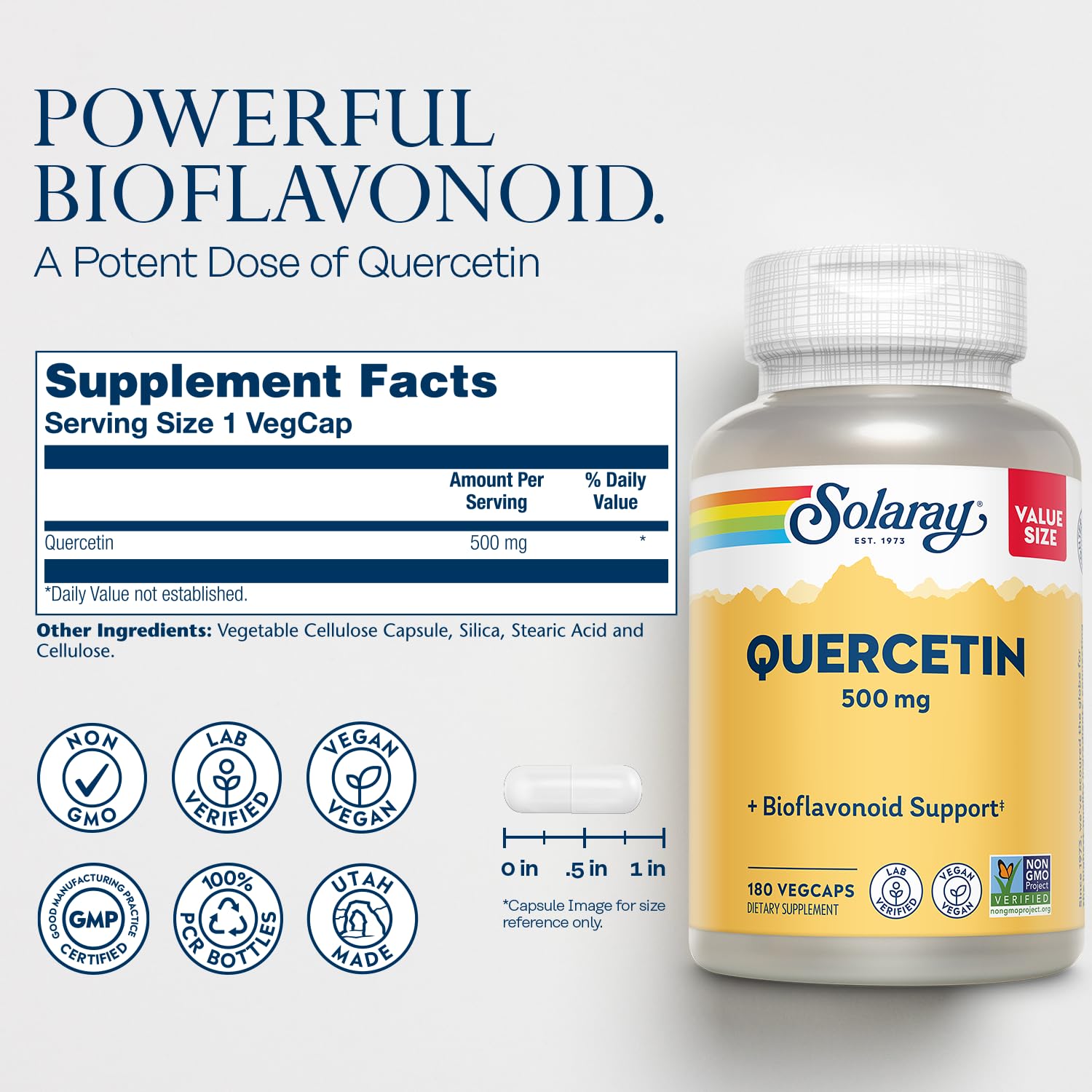 SOLARAY Quercetin 500mg capsules side view