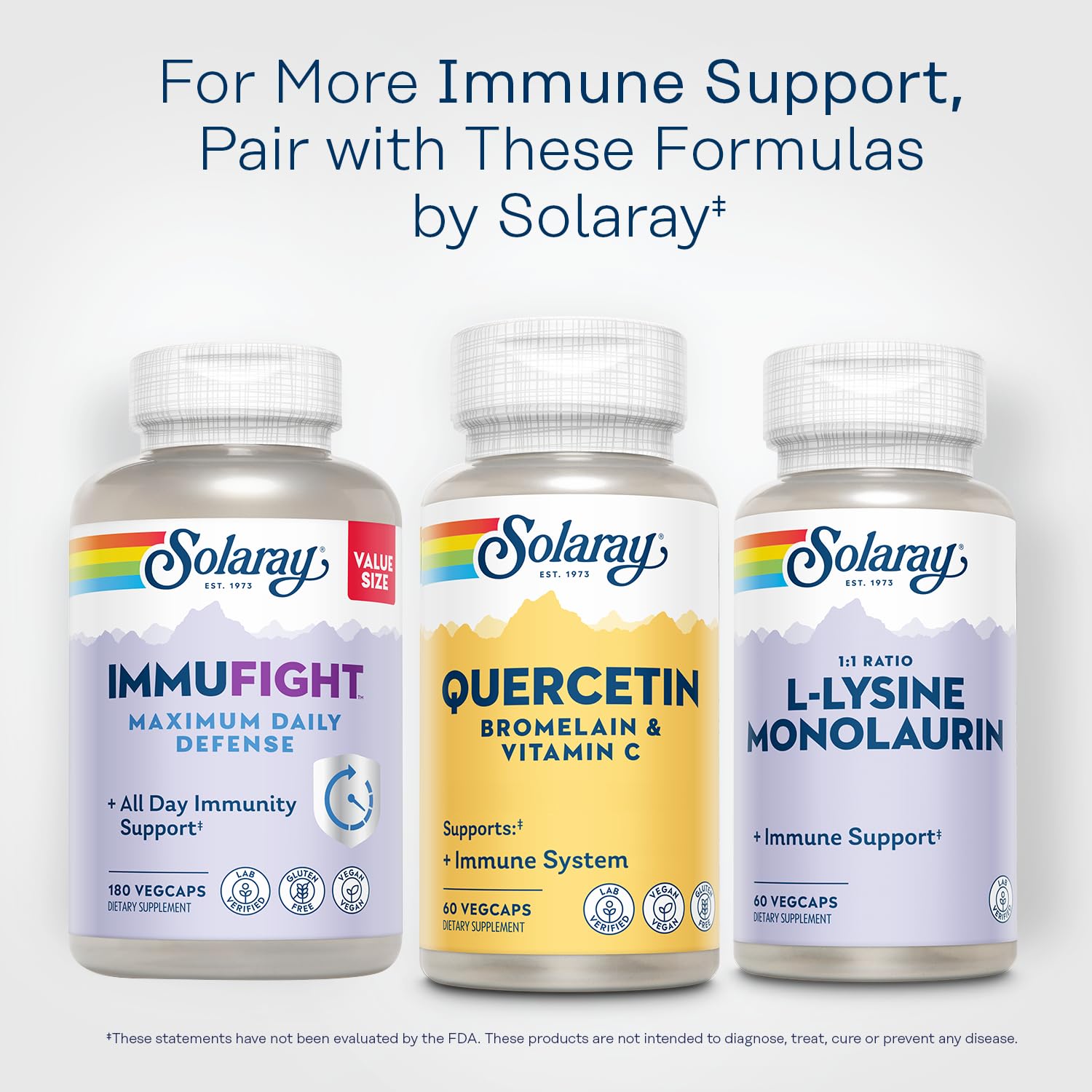 SOLARAY Quercetin Bromelain 500mg Capsules on a wooden table