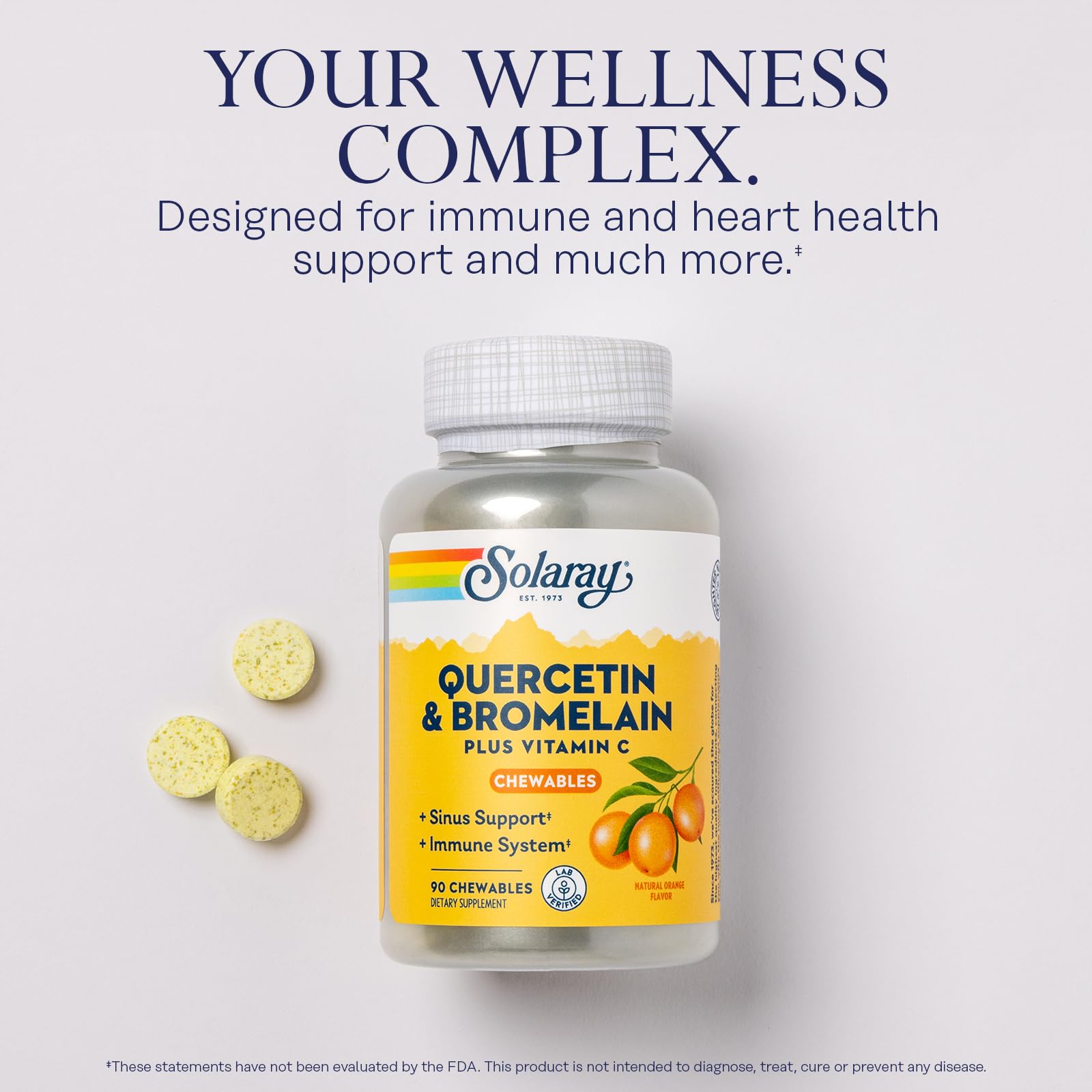 SOLARAY Quercetin & Bromelain chewables orange flavour
