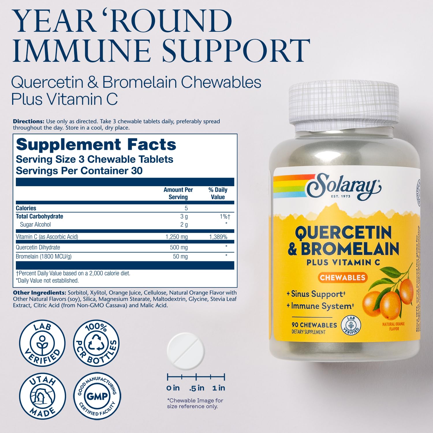 SOLARAY Quercetin & Bromelain chewables packaging