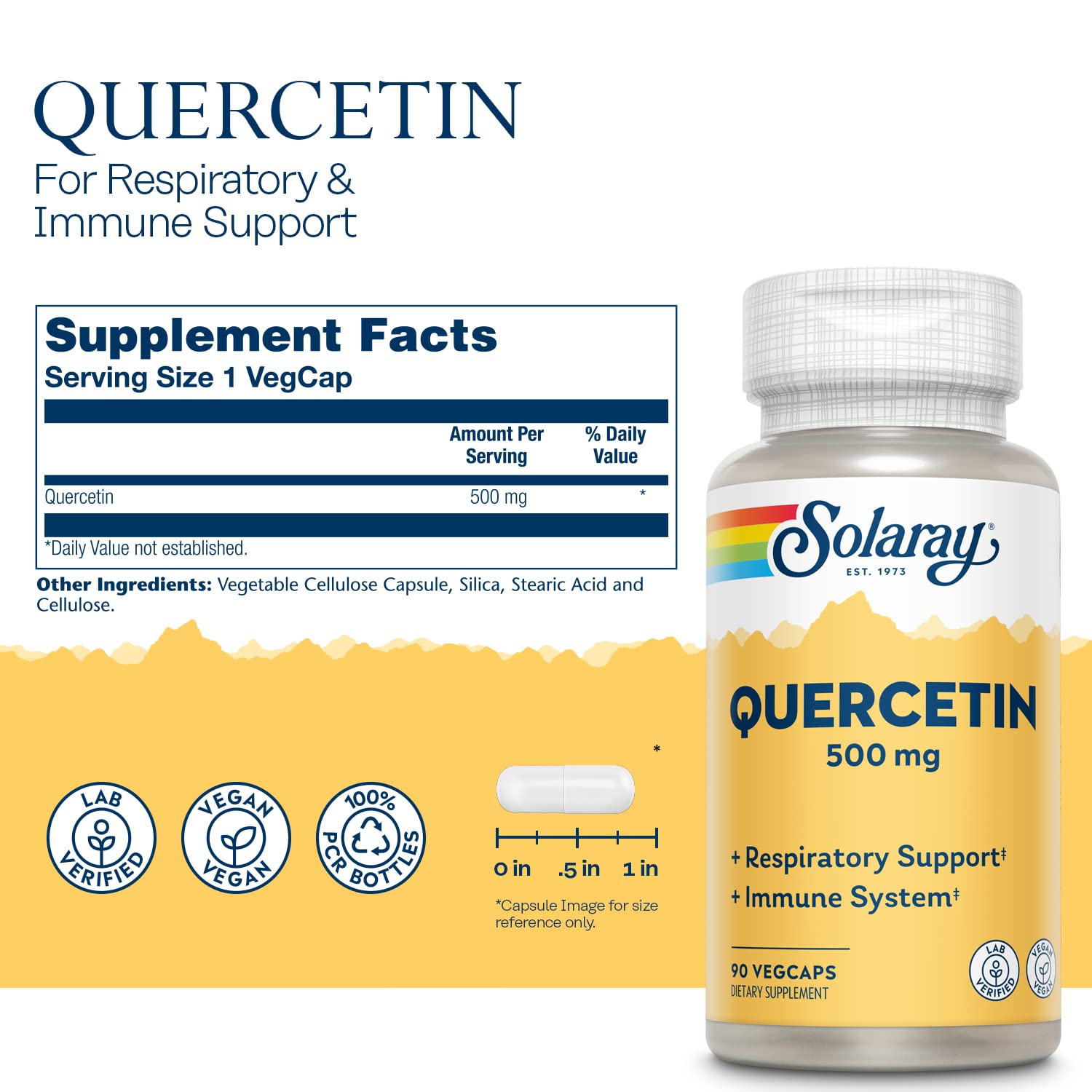 SOLARAY Quercetin Capsules 500 mg side view