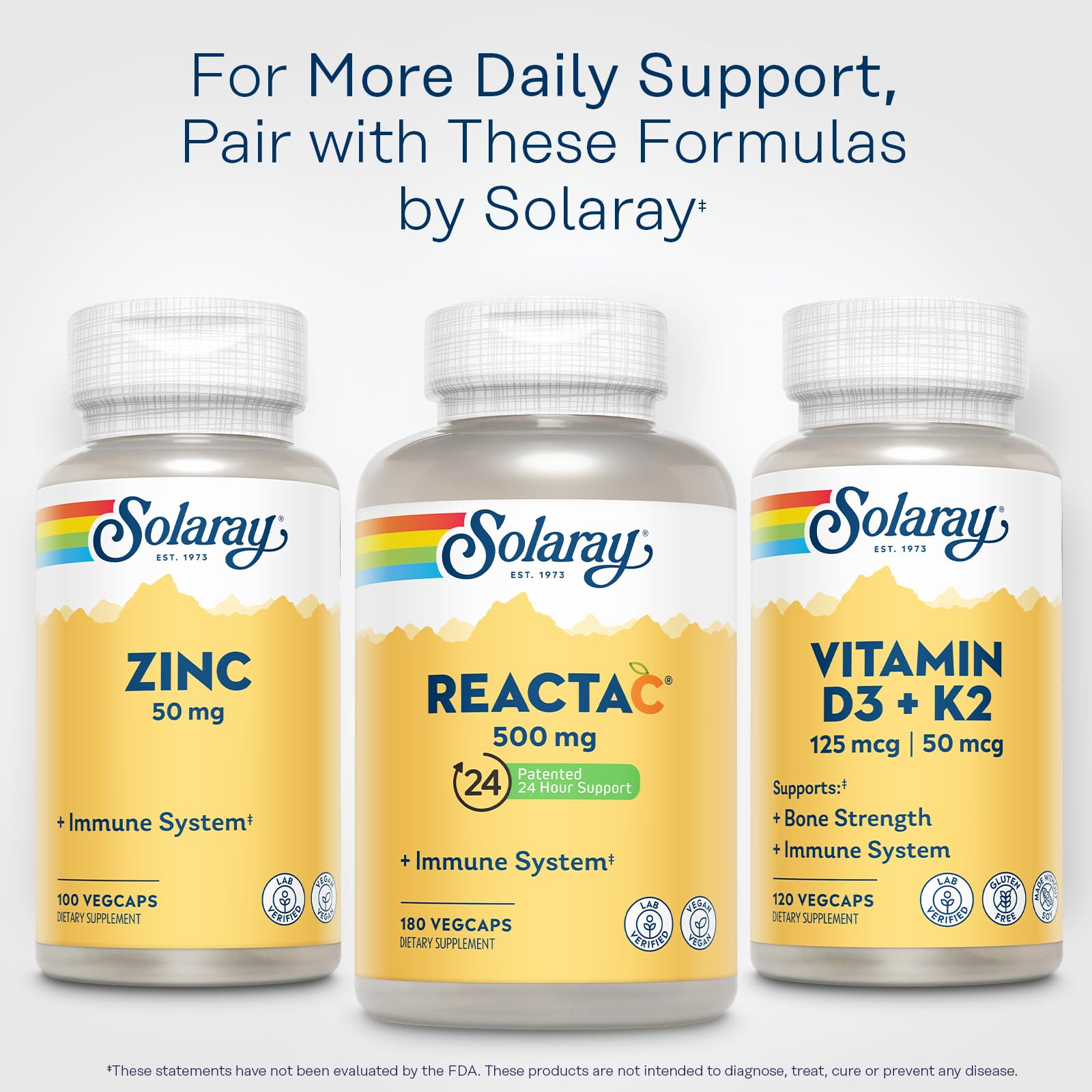 SOLARAY Reacta-C Vitamin C 500mg Capsules with citrus fruits