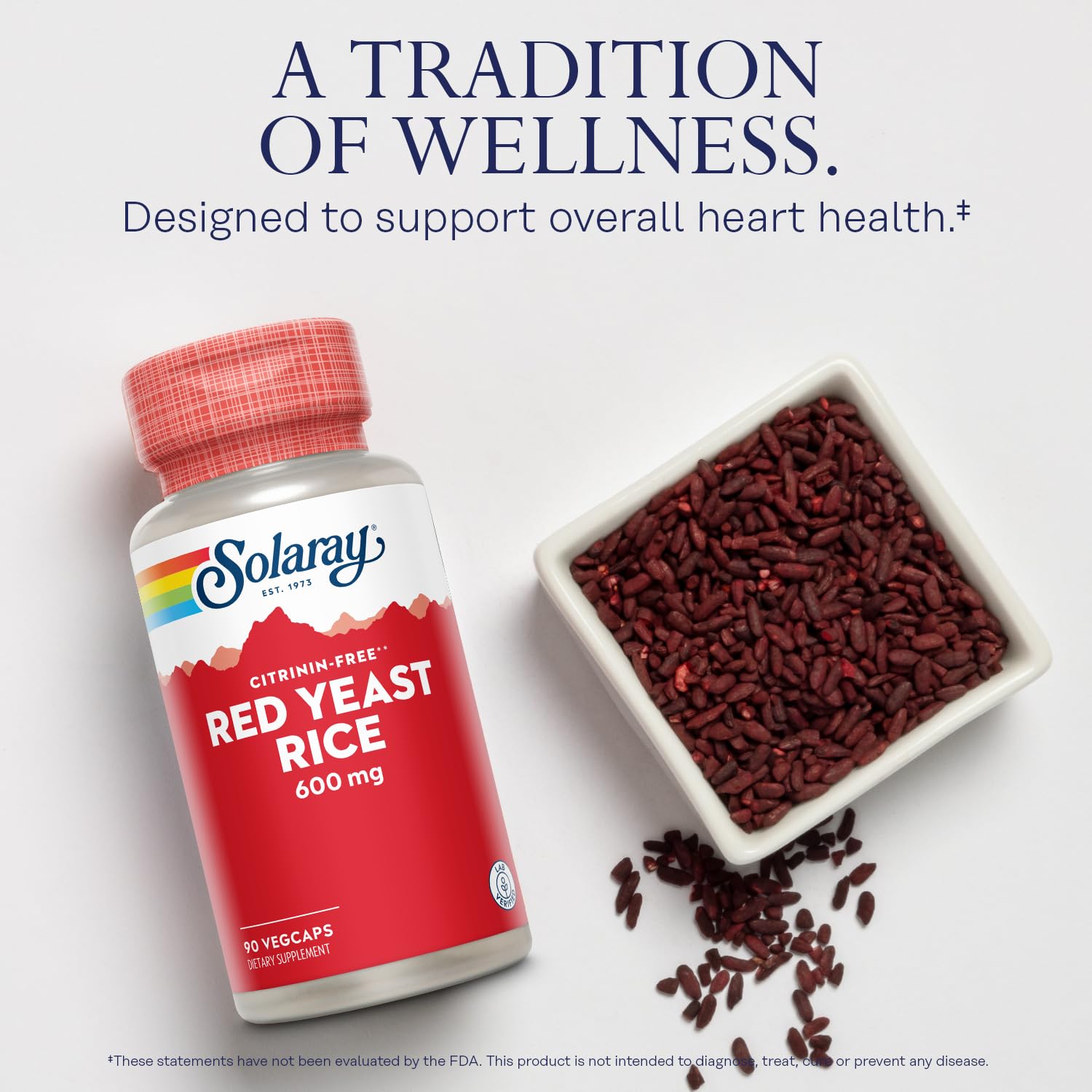 SOLARAY Red Yeast Rice Capsules side view