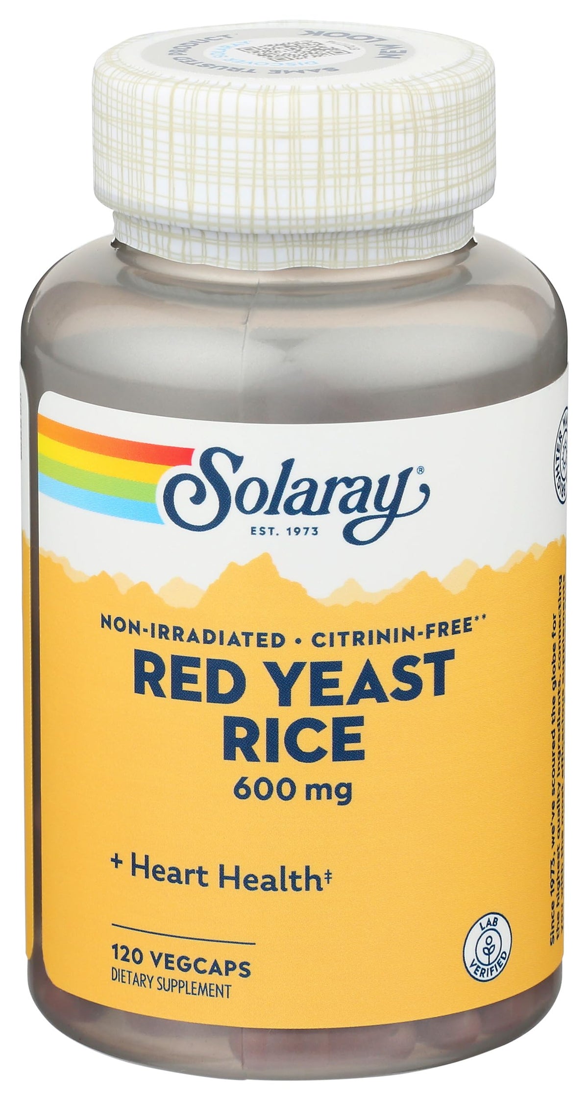 SOLARAY Red Yeast Rice supplement capsule front view