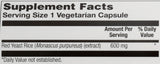 SOLARAY Red Yeast Rice supplement ingredients list