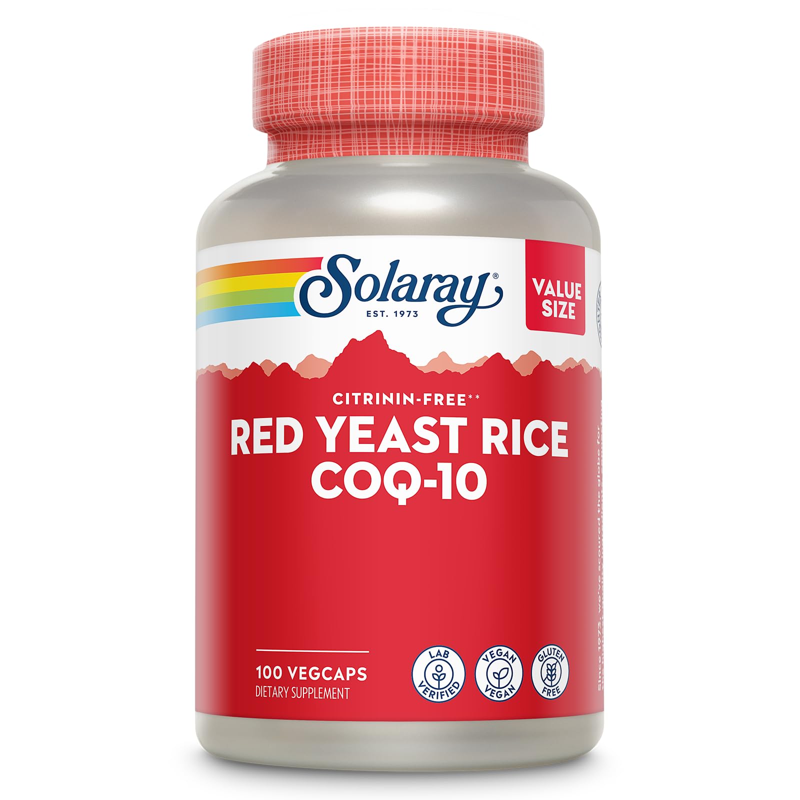 SOLARAY Red Yeast Rice with CoQ10 600mg capsules front view
