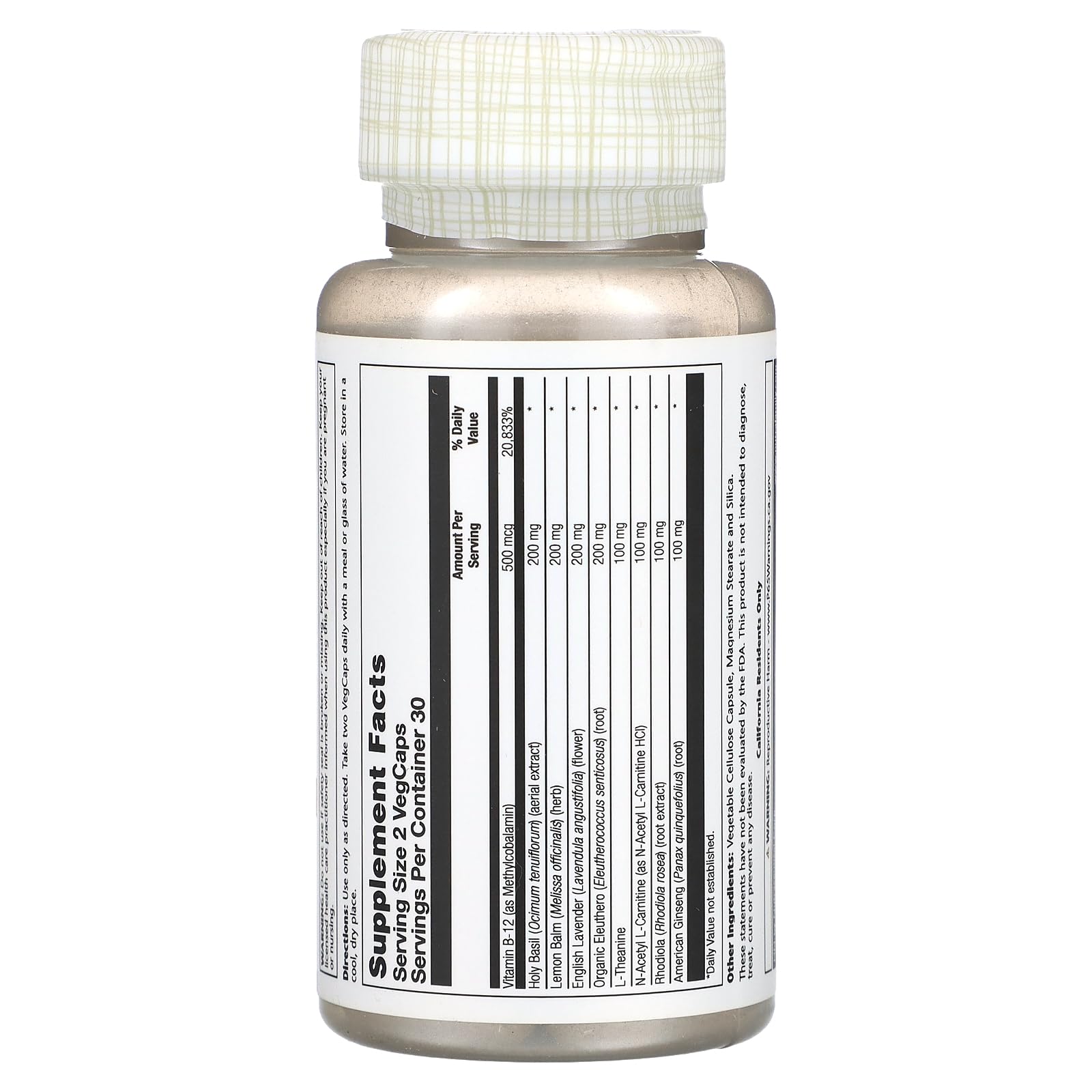 SOLARAY Relora Capsules packaging with eco-friendly label