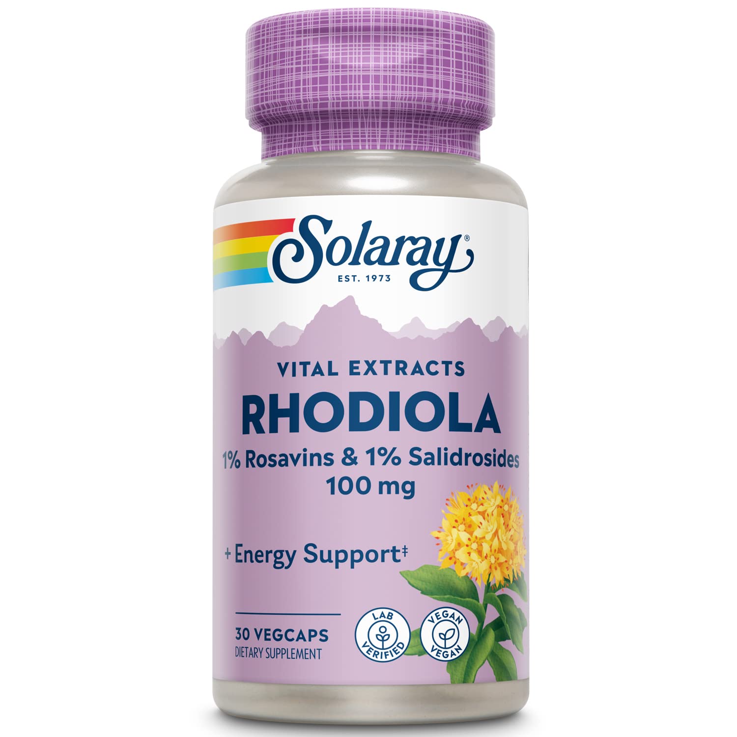 SOLARAY Rhodiola Rosea Capsules 1mg front view