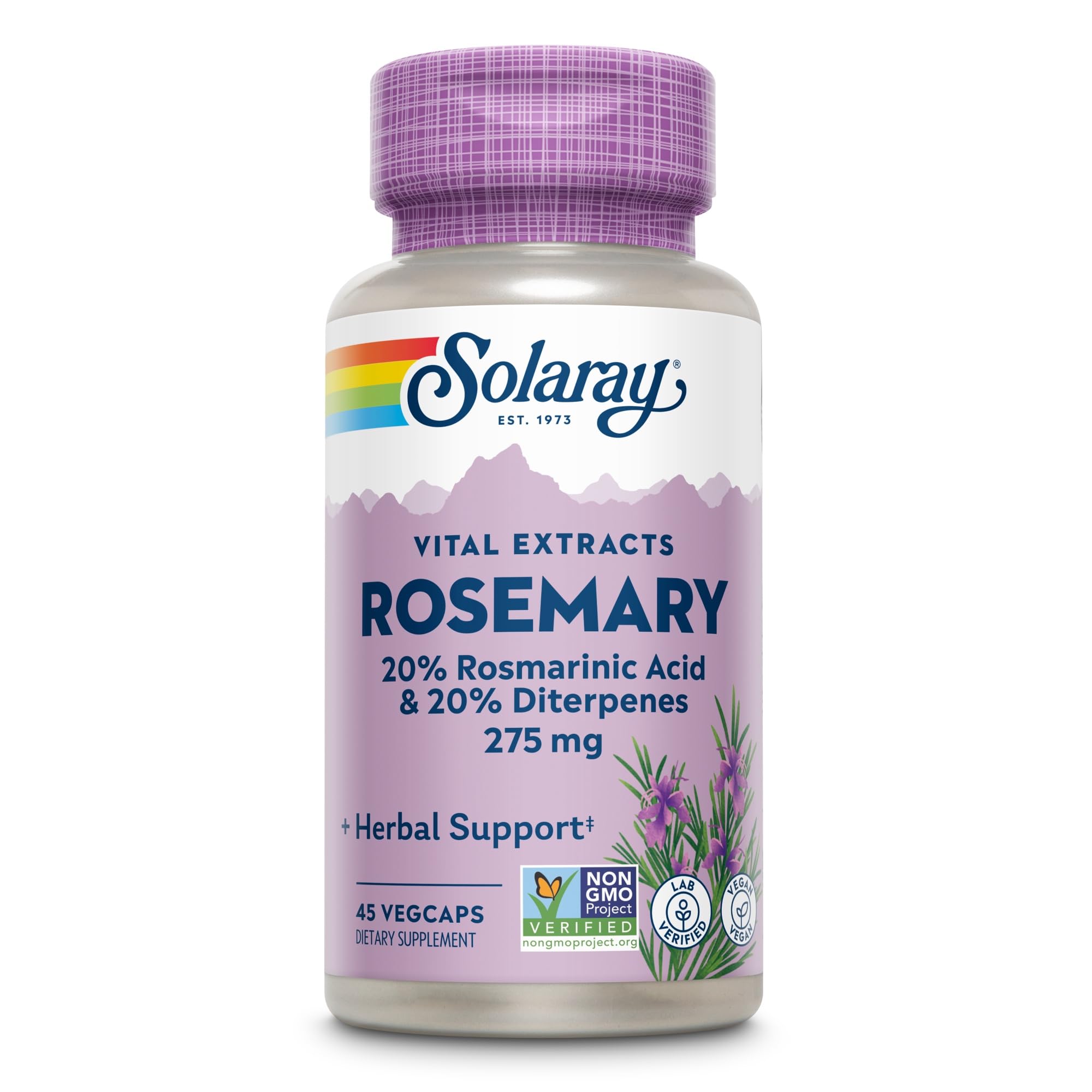 SOLARAY Rosemary Leaf Extract 275 mg capsules side view