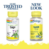 SOLARAY Sage Leaf Supplement 570mg back view of bottle