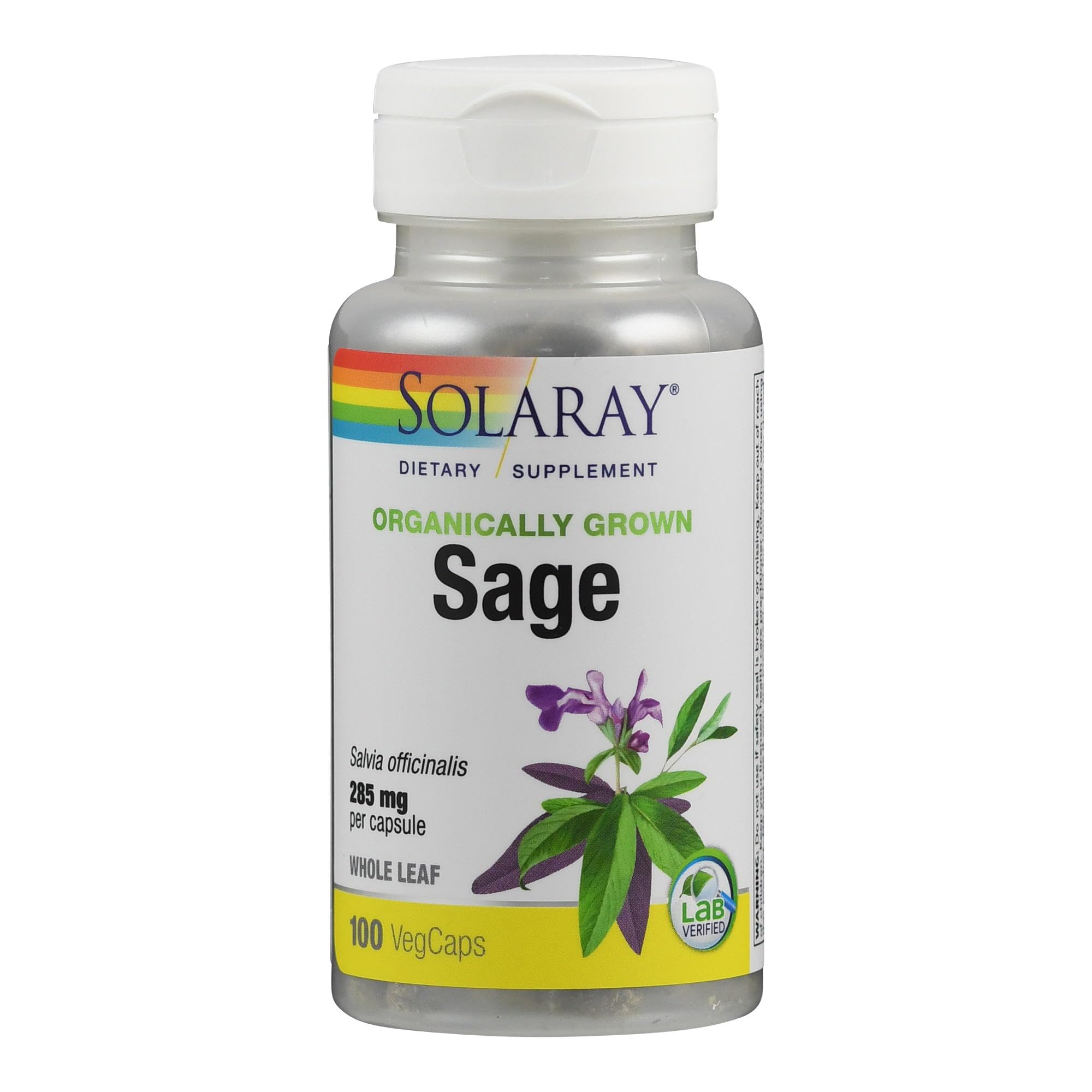 SOLARAY Sage Leaf Supplement 570mg capsules in a hand