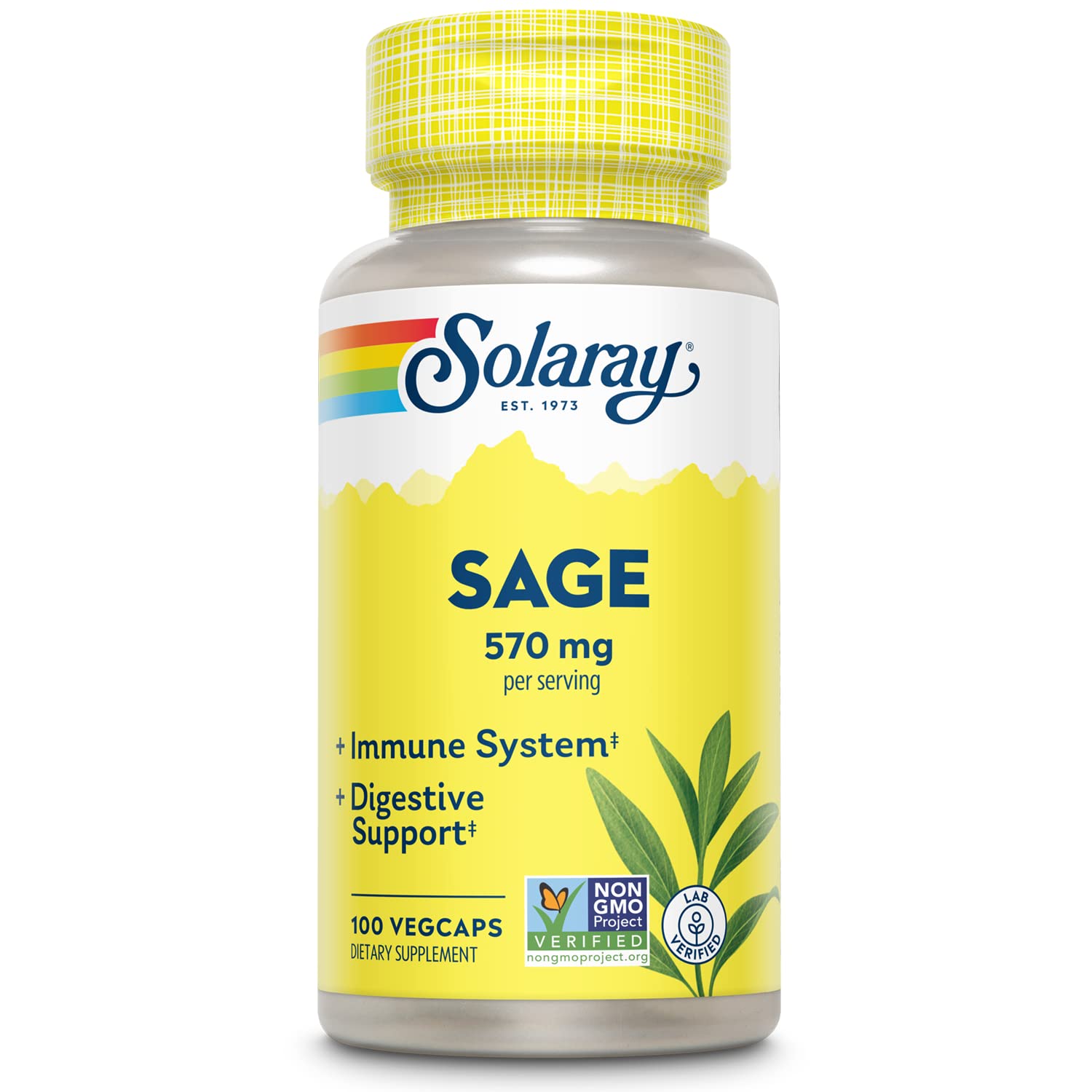 SOLARAY Sage Leaf Supplement 570mg front view of bottle