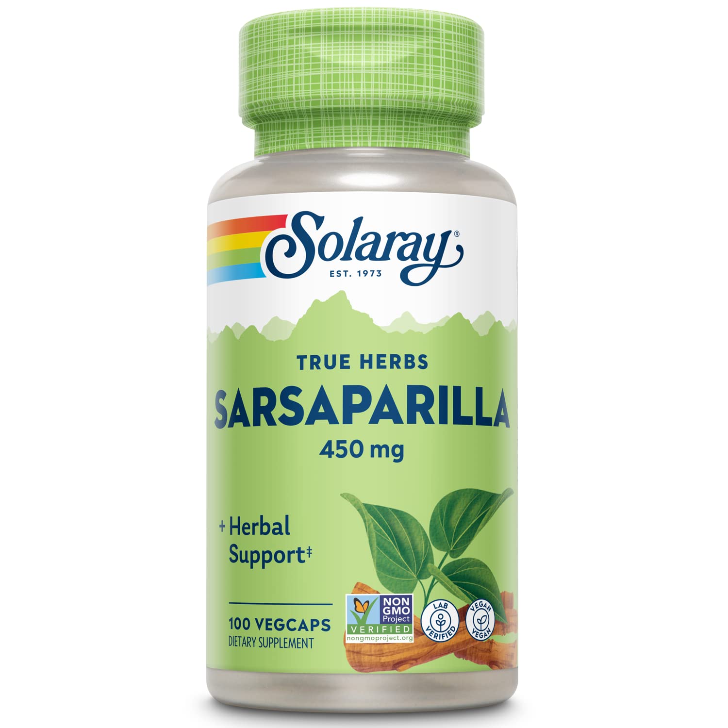 SOLARAY Sarsaparilla Root Capsules 500mg front view