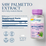 SOLARAY Saw Palmetto Extract 160mg bottle side view
