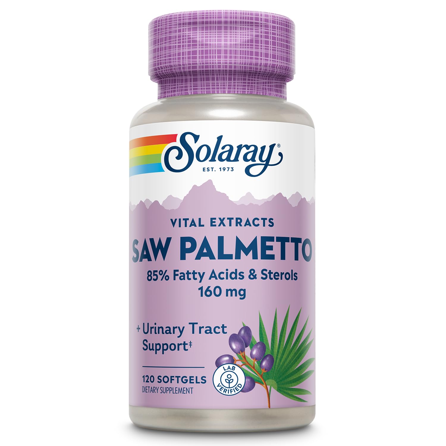 SOLARAY Saw Palmetto Extract 160mg softgels front view