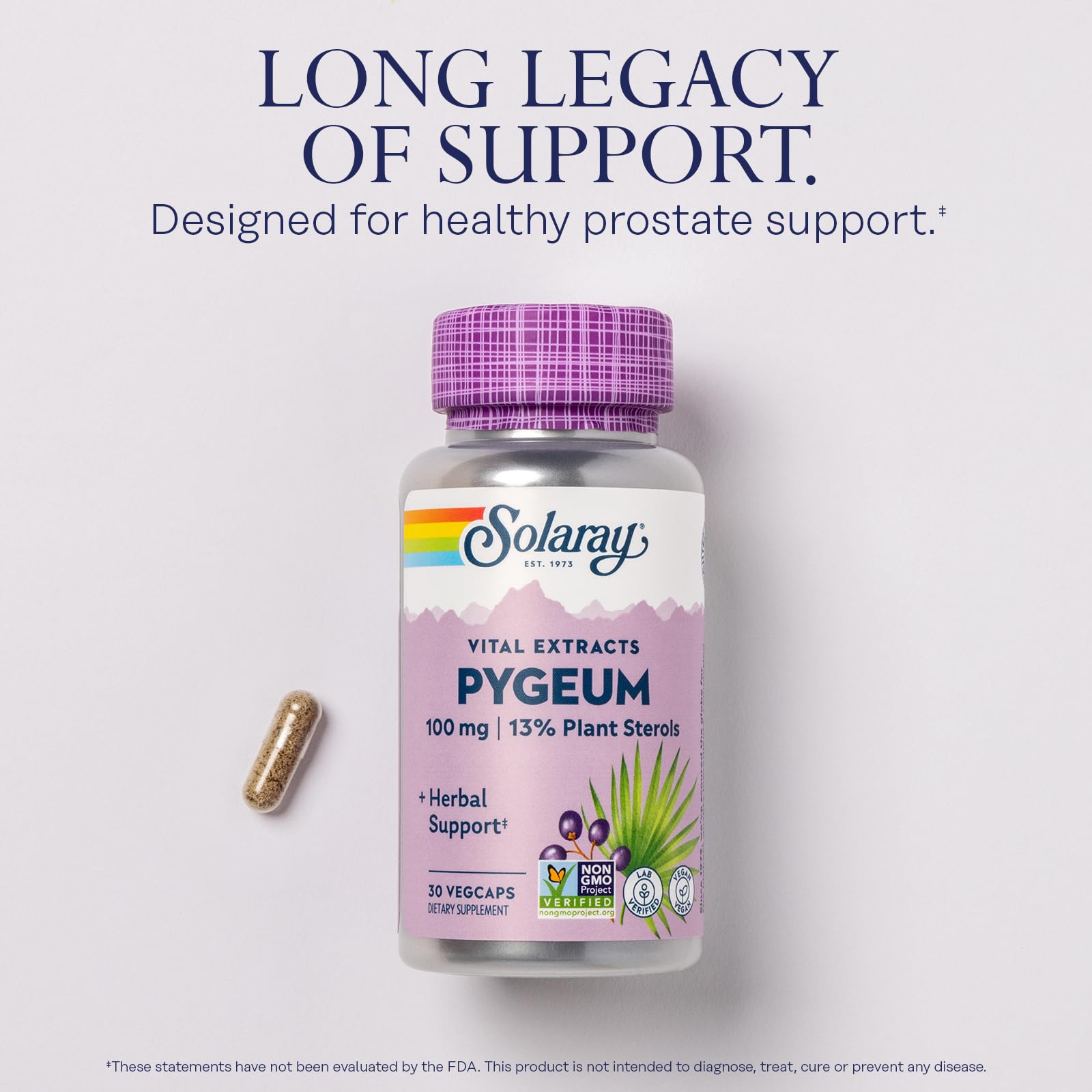 SOLARAY Saw Palmetto Extract back view showing ingredients