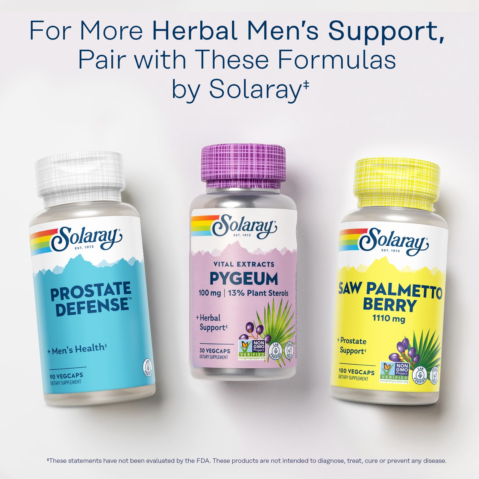 SOLARAY Saw Palmetto Extract packaging with eco-friendly label