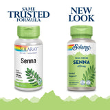 SOLARAY Senna Herb Supplement 470mg 100 VegCaps bottle side view